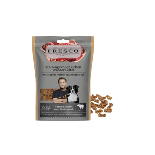 Fresco Martin Rütter Trainingsknöchelchen Wasserbüffel |150 g | Ergänzungsfuttermittel für Hunde | Natürlicher Monoproteinsnack aus reinem Wasserbüffelfleisch | Trainingssnack von Fresco