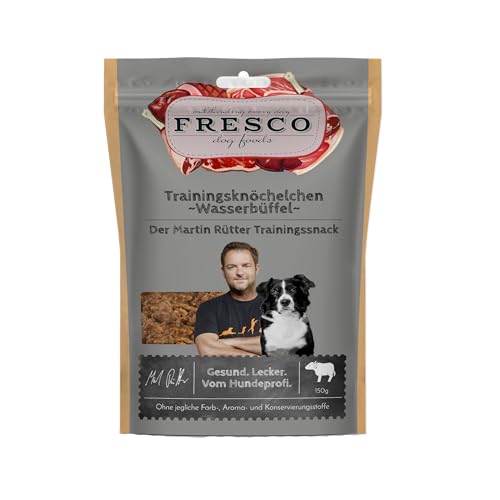 Fresco Martin Rütter Trainingsknöchelchen Wasserbüffel |150 g | Ergänzungsfuttermittel für Hunde | Natürlicher Monoproteinsnack aus reinem Wasserbüffelfleisch | Trainingssnack von Fresco