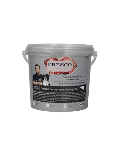 Fresco Martin Rütter Trainingsknöchelchen Wasserbüffel 1kg | im Eimer | Natürlicher Monoproteinsnack aus Wasserbüffelfleisch | Leckerer Snack für Hunde von Fresco