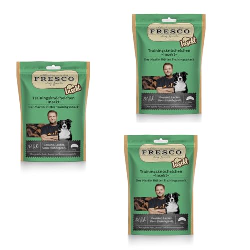 Fresco Trainingsknöchelchen Insekt | 3er Pack | 3 x 150 g | Ergänzungsfuttermittel für Hunde | Natürlicher Monoproteinsnack aus reinem Insektenprotein | In Knöchelchen-Form von Fresco