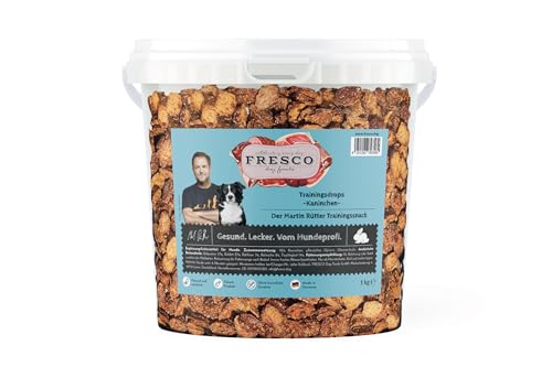 Fresco Traningsdrops Kaninchen | 1 kg | Natürlicher Monoproteinsnack aus reinem Kaninchenfleisch in Drops-Form | Ohne künstliche Zusätze | Getreidefreie Rezeptur | Im Eimer von Fresco