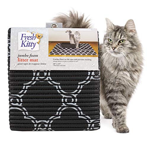 Fresh Kitty Katzentoilette Matte (1 Stück, Schwarz/Weiß Vierpass, 25 x 41 cm, Schaumstoff, Royal Pet Incorporated) von Fresh Kitty