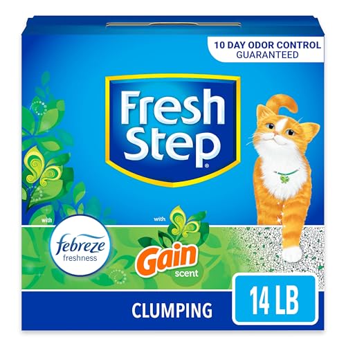 Fresh Step Katzenstreu, klumpendes Katzenstreu mit der Kraft von Febreze mit erfrischendem Duft, 6,4 kg (Paket kann variieren) Gewinn, 6350 g von Fresh Step