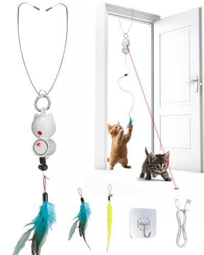 Fresum Katzenspielzeug Selbstbeschäftigung, Elektrisch Intelligent Cat Toy Hängendes Automatisch Einziehbares Spielzeug Federspielzeug Interaktives Katzenspielzeug für Katze und Gegen Langeweile von Fresum