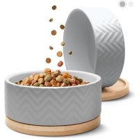 Freudentier Hundenapf aus Keramik mit Bambus-Boden - 990ml Fassungsvermögen grau Freudentier Hundenapf aus Keramik mit Bambus-Boden - 990ml Fassungsvermögen grau von Freudentier