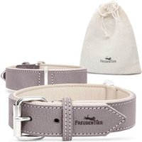 Freudentier gefüttertes Halsband aus Leder braun/ grau 42 cm, 3 cm Freudentier gefüttertes Halsband aus Leder braun/ grau 42 cm, 3 cm von Freudentier