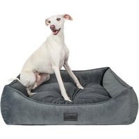 Freudentier orthopädisches Hundebett mit Cord/Velour Wendekissen anthrazit M von Freudentier