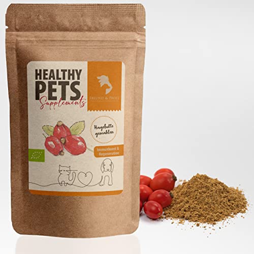 Freund&Pfote Healthy Pets Bio Hagebuttenpulver Hund und Katze | gemahlene Hagebutte für Hunde und Katzen - artgerechtes Einzelfuttermittel | 100% Bio Hagebutten | plastikfrei verpackt (1000 Gramm) von Freund & Pfote