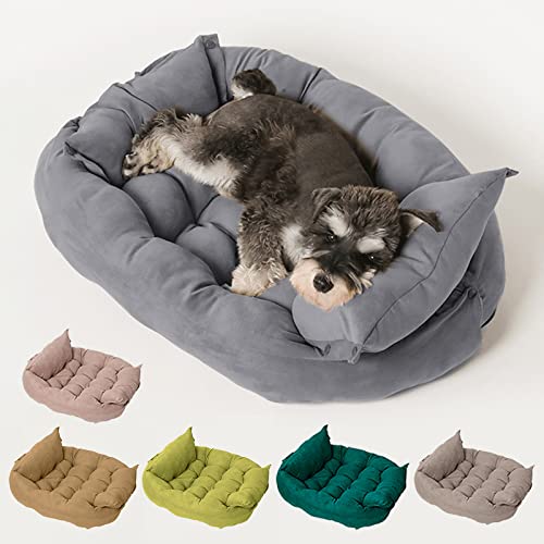 Freyamy Hundebett Große Hunde XL Multifunktionale Hundebett Waschbar Faltbare Flauschig Hundesofa Hundekissen Grau Hundebett Wandelbares Mehrzweck Hundebett Indoor Haustierbett von Freyamy