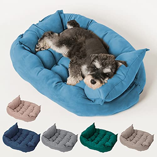 Freyamy Hundebett Waschbar Faltbare Hundebet Kleine und Mittelgroße Hunde Blau Hundebett Wandelbares Multifunktionale Hundebett Mehrzweck M Hundebett Flauschig Hundekissen Hundebett Indoor von Freyamy