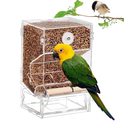 Automatischer Vogelfutterspender | Transparent Vogelfutterspender Käfig | futterspender Vögel Hängend | Acryl Transparent Vogelfutterhaus | Käfigzubehör für Wellensittiche Kanarienvögel von Frfik