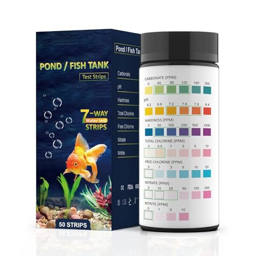 Frfik Aquarium-Wassertest-Set – 7-Wege-Aquarium-Testset für Süß- und Salzwasser, Teich-Teststreifen, Teststreifen für Ph, Alkalinität, Chlor, Karbonat, Härte von Frfik