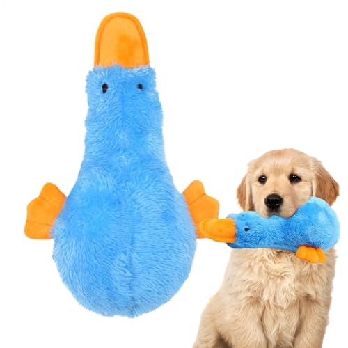 Frfik Ente Hundespielzeug - Quietschende Plüschente, Interaktives Quietschendes Plüschtier mit echtem Quack-Sound, Hund Beruhigende Ente - Weihnachten Hundespielzeug - Hundespielzeug für Innen von Frfik