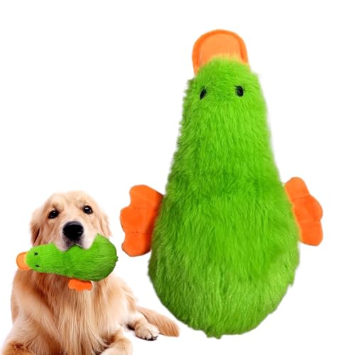 Frfik Ente Hundespielzeug - Quietschende Plüschente, Interaktives Quietschendes Plüschtier mit echtem Quack-Sound, Hund Beruhigende Ente - Weihnachten Hundespielzeug - Hundespielzeug für Innen von Frfik