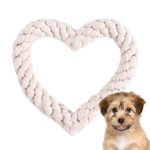 Frfik Heart Rope Hundespielzeug - Valentinstag Herzförmiges Haustier Kauspielzeug 12 cm Baumwollseil Hundespielzeug - Seil Herzen Welpe Hundespielzeug für Hunde Zahnreinigung & Kauen von Frfik