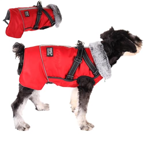 Frfik Hundemantel für kaltes Wetter, reflektierende Hunde-Fleecejacke, wasserdicht, winddicht, Hundekostüm, Haustierbekleidung, verstellbare Weihnachts-Hundeweste zum Skifahren, Spazierengehen von Frfik