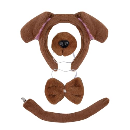 Frfik Hundeschwanz-Kostüm, 4-teiliges Cosplay-Set, verstellbares Tierschwanz-Kostüm, bequemes Hunde-Kostüm, weich für Kinder, Damen, Erwachsene von Frfik