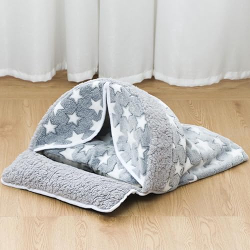 Frfik Katzen-Winterschlafsack, gemütliches gewölbtes Katzenbett, Kuschelsack, Kuschelhöhle, rutschfestes, waschbares Katzenzelt, abgedecktes Katzenbett, geschlossen, für Indoor-Katzen von Frfik