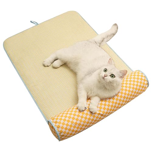 Frfik Katzenkühlkissen | Cool Pet Pad Hundebett | Atmungsaktive Kühlmatte, Katzenbettmatte mit Kissen, Hundekühlkissen, Haustierdecke waschbar für drinnen & draußen von Frfik