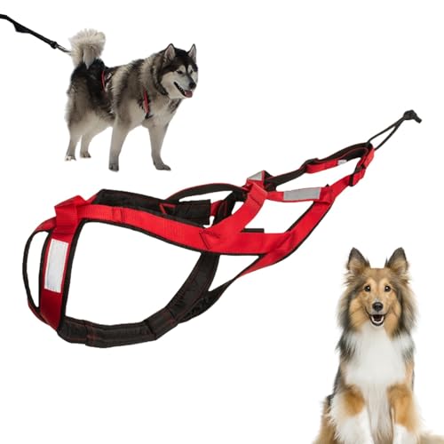 Hundegeschirr Schlitten Hundegeschirr Nylon Hunde Zuggeschirr XL 2XL 3XL Mushing Geschirr Hund Trekking Geschirr Hund Laufzubehör - Schwarz Rot von Frfik