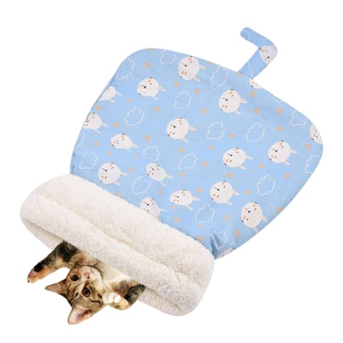 Katzenschlafsack, Katzenmatte, weiche Plüsch-Haustierhöhle, wärmendes Katzenbett, Kuschelsack, gemütliches Haustiernest, beruhigendes Bett, winddichtes Katzen-Nistbett, geeignet für Indoor-Katzen, 35 von Frfik