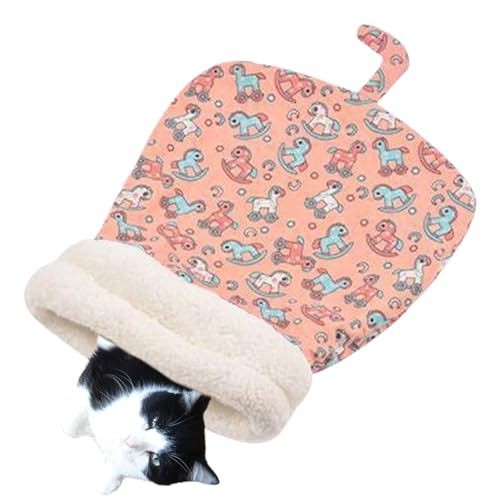 Katzenschlafsack, Katzenmatte, weiche Plüsch-Haustierhöhle, wärmendes Katzenbett, Kuschelsack, gemütliches Haustiernest, beruhigendes Bett, winddichtes Katzen-Nistbett, geeignet für Indoor-Katzen, 35 von Frfik