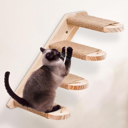 Katzenwandstufen | Stabile Katzenkletterstufen Katzentreppe | Natürliche Jute Katzentreppe für Wände | Indoor Kletterwand Katzenmöbel | Katzenkletterregal Platzsparende Katzentreppe & Stufen für von Frfik