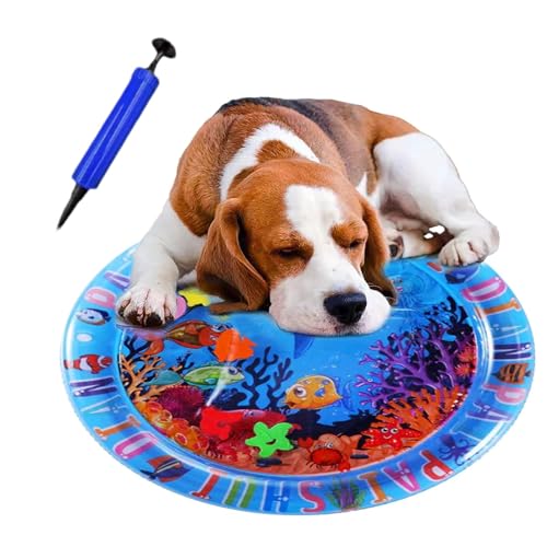 Wassersensorisches Pad, Wassersensor Spielmatte, Wasserspielmatte für Katzen, Baby-Wasserspielmatte, Haustier-Wasserkissen für Boden, Fliesen und Gras, innovative aufblasbare runde Matte für endlosen von Frfik