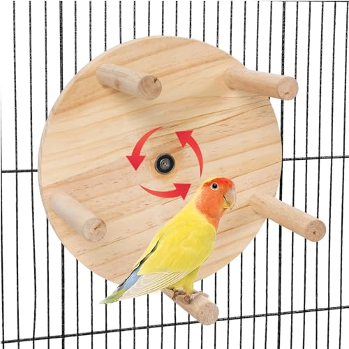 FrgKbTm Vogelspielzeug, rotierendes Sitzstangenspielzeug, Holzpapageien, Riesenrad-Spielzeug mit Sitzstangen, hängendes Vogelständer, Käfigzubehör für Sittiche, Papageien, Nymphensittiche, von FrgKbTm