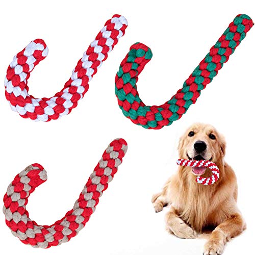 Frgasgds Hundespielzeug Seil Kauspielzeug für Weihnachten,3Pcs Tau Hund Spielzeug Hunde Spielzeug Seil Baumwolle Pet Kauen Seil Spielzeug Baumwolle Hundeseile Set für Weihnachten Hund Haustiere Kauen von Frgasgds