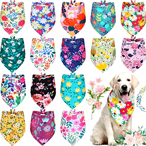 16 Stück Sommer Bandana für Hunde, Mädchen, Hundeschal, Bulk Floral Dog Bandana Weiche Dreieck Lätzchen Welpen Schal Zubehör für kleine, mittelgroße und große Haustiere von Frienda