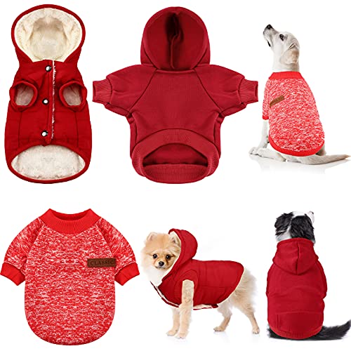 3 Stück Haustier Hund Kleidung Weihnachten Strickwaren Fleece Warm Hund Hoodie Winter Hund Hoodie Pullover Neujahr Kleine Hund Jacke Hooded Puppy Coat Kleidung Weiche Verdickung Pup Hunde Shirt für von Frienda