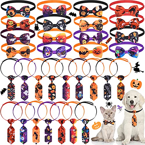 32-teiliges Halloween-Krawatten-Set enthält 16 Haustier-Krawatten und 16 Haustier-Fliegen-Krawatten mit verstellbarem Halsband, Zubehör für Hunde und Katzen, Halloween-Dekoration von Frienda