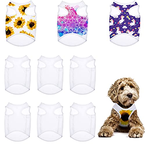 8 Stück Sublimation Blanko Hunde-Shirt, Wärmeübertragung, Hundebekleidung, Pyjama, Wärmepresse, leichte Welpenweste, kühl, atmungsaktive Hundekleidung für kleine, mittelgroße Hunde tragen (L) von Frienda