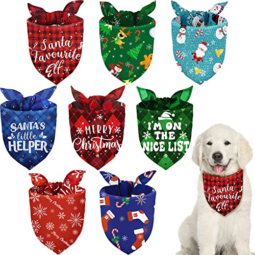 8 Stück Weihnachten Hund Bandanas Haustier Bandanas Schneemann Schneeflocke Haustier Halstuch Dreieck Hund Schal Verstellbar Waschbar Hunde Lätzchen für Weihnachten Haustiere Hunde Katzen Kostüm von Frienda