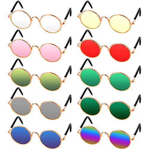 Frienda 10 Stück Katzen- und Hunde-Sonnenbrillen, lustige Haustierbrillen, rund, Metall, Klassische Retro-Sonnenbrille, Haustier, Hippie, niedlicher Hund, Katze, Cosplay, Party, Kostüm, Frienda 10 Stück Katzen- und Hunde-Sonnenbrillen, lustige Haustierbrillen, rund, Metall, Klassische Retro-Sonnenbrille, Haustier, Hippie, niedlicher Hund, Katze, Cosplay, Party, Kostüm, von Frienda