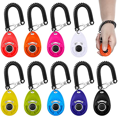 Frienda 9 Stück Hundetrainings-Clicker mit Handgelenkschlaufe, Haustier-Training, Clicker, für Verhaltenstraining, Hunde, Katzen, Vögel, Pferde (mehrfarbig, Wassertropfen-Stil) von Frienda