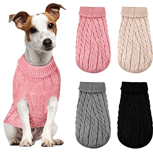 Pullover für Hunde 4 Stücke Welpen Kleidung Hund Herbst Sweaters Pullover Hundepullover Haustier Pullover Strickwaren für Hunde (M) von Frienda