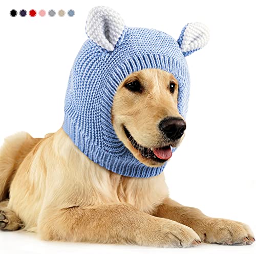 Ruhige Ohren für Hunde, Hundeohrenschützer Lärmschutz Gestrickte Hundemützen Haustierohren Warme Hundeohrabdeckung Wintermütze Hund Snood Head Wrap Bunny Kostüm für mittelgroße bis große Hunde Katzen von Frienda