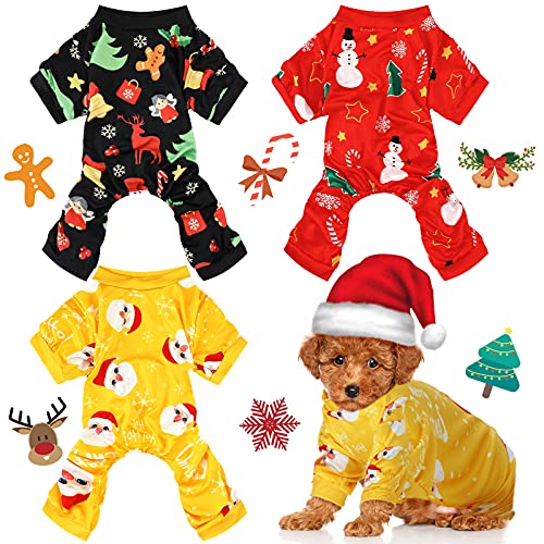 Weihnachts-Hunde-Pyjama, Hunde-Overall, Weihnachtsmann, Schneemann, Haustierkleidung, Weihnachten, Haustier-Pyjama, Urlaubskostüm, Overall, Weihnachten (Schneemann-Muster, S (passend für 1.5–2.5 kg) von Frienda