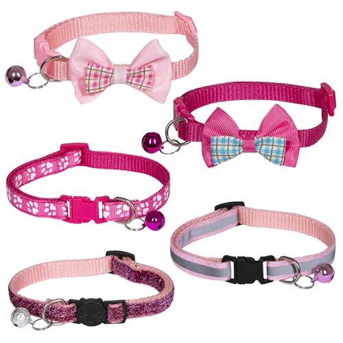 Friendly Whiskers Combo Katzenhalsbänder 3 Pack Blue Blazer Kätzchen Halsbänder 5 Pink Attack Katzenhalsbänder 3 Lila Herz Katzenhalsbänder Breakaway Katzenhalsbänder & Schnalle Katzenhalsbänder (Pink von Friendly Whiskers