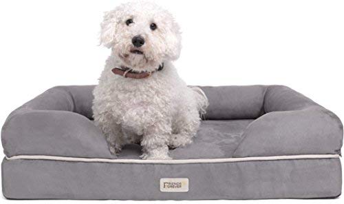 Friends Forever Kleines Hundebett, orthopädisches Hundesofa Memory Foam Matratze, beruhigendes Hundecouchbett, Wandrandkissen, wasserabweisendes Futter, waschbarer Bezug, rutschfeste Unterseite, von Friends Forever