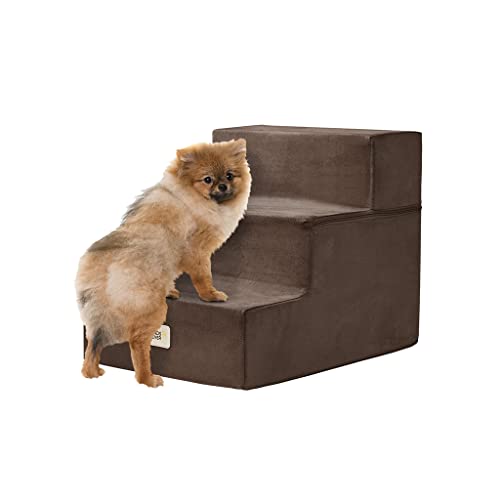 Friends Forever Milo Klappbare Hundetreppe für den Innenbereich, Premium-Schaumstoff-Haustiertreppe, sicher, bequem, hilfreich für kleinere und ältere Haustiere, maschinenwaschbar, Abnehmbarer Bezug, von Friends Forever