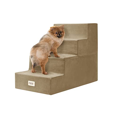 Friends Forever Milo Klappbare Hundetreppe für den Innenbereich, Premium-Schaumstoff-Haustiertreppe, sicher, bequem, hilfreich für kleinere und ältere Haustiere, maschinenwaschbar, Abnehmbarer Bezug, von Friends Forever