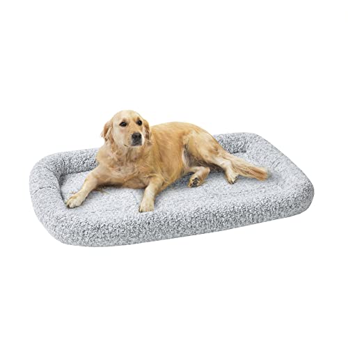 Friends Forever Bolster Hundekäfigmatte, 106,7 cm, waschbar, Hundeboxunterlage für erhöhtes Hundebett und Hundekäfigbett, Sherpa-Fleece, Nova Grey von Friends Forever