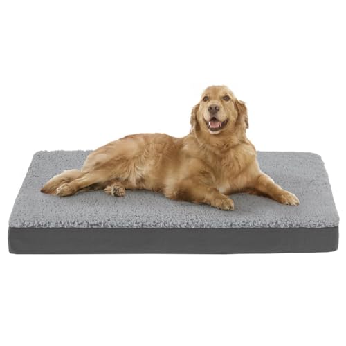 Friends Forever Orthopädisches Hundebett, kühlende Hundebetten mit abnehmbarem waschbarem Bezug, wendbare Haustierbettmatte mit Memory-Schaum, waschbarer, Abnehmbarer Bezug, Kato-Grau, 44 x 32 x 3,5 von Friends Forever