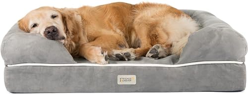 Friends Forever Orthopädisches Hundebett Lounge Sofa Abnehmbarer Bezug 100% Wildleder Matratze Memory Foam mit Nackenrolle Rand Premium Prestige Edition von Friends Forever