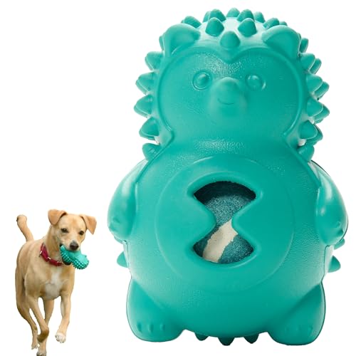 Friends Forever Quietschendes Hundespielzeug mit Tennisball, Robustes Kauspielzeug für Hunde, interaktives Hundespielzeug mit Naturkautschuk, blaugrüner Igel von Friends Forever