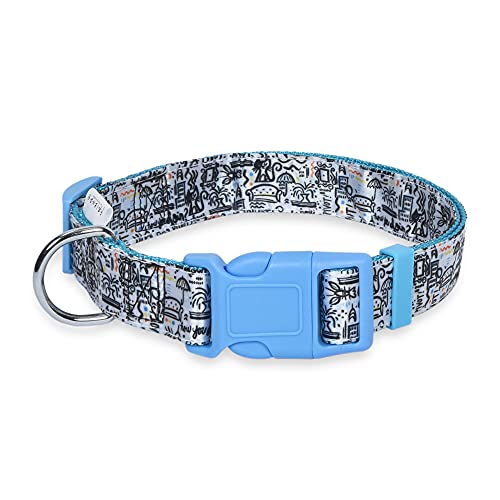 Friends TV Show City Doodle Hundehalsband für kleine Hunde, klein (S) | blaues kleines Hundehalsband, niedliches Hundehalsband mit D-Ring | Hundebekleidung & Accessoires Freunde Merch für Hunde von von Friends the TV Show