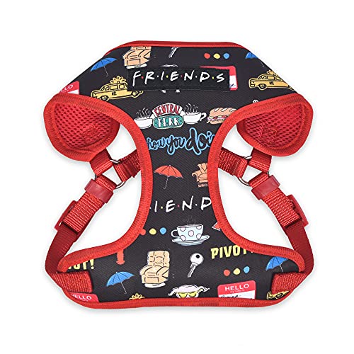 Friends TV Show Iconic Graphics Hundegeschirr für kleine Hunde, klein (S), kein Ziehen Hundegeschirr mit D-Ring,Maschinenwaschbar Freunde Merch für Hunde von Friends TV Show von Friends the TV Show